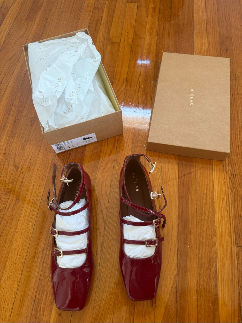 Alohas Luke Onix Wine Burgundy Leather Ballet Flats - Picture 2 of 7